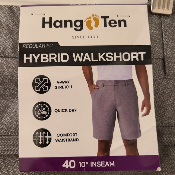 Hang Ten Gray Hybrid 4 Way Stretch Shorts 10" Inseam Size 40 NWT - Picture 5 of 9
